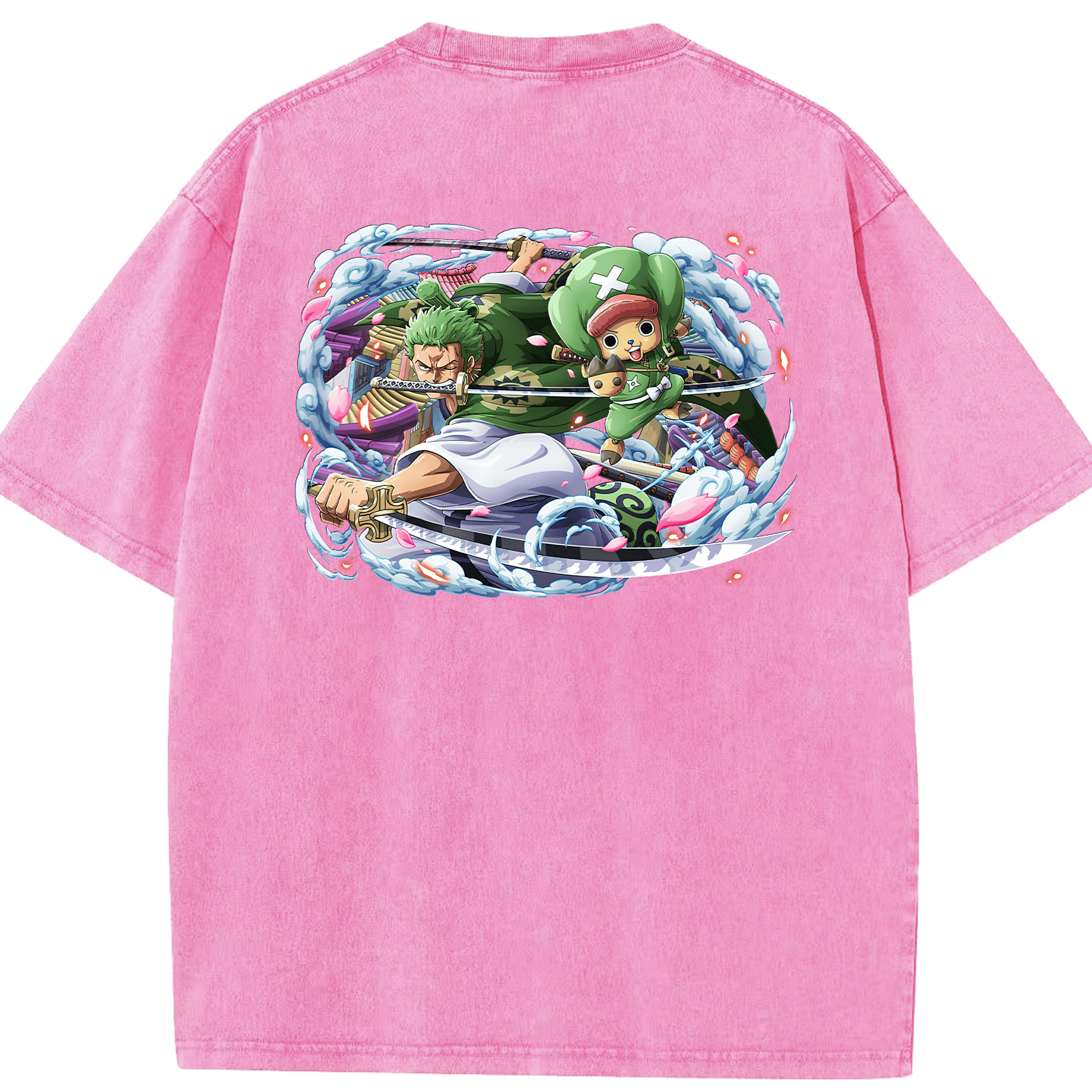 ワンピース ロロノア・ゾロ ONE PIECE Roronoa Zoro 綿100% ヴィンテージ風 半袖Tシャツ（背面プリント）